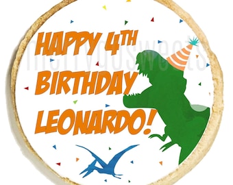 Custom Dinosaur Birthday Cookies 12 Kids Personalized Birthday Cookie Favors