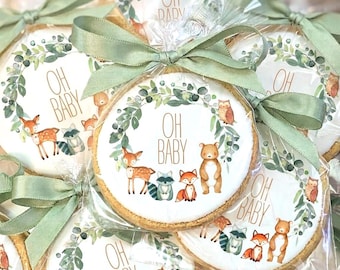 Woodland Oh Baby Animals Neutral Baby Shower Birthday 12 Cookie Favors