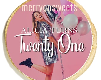 21st Photo Personalized Birthday Party Cookie Favors
