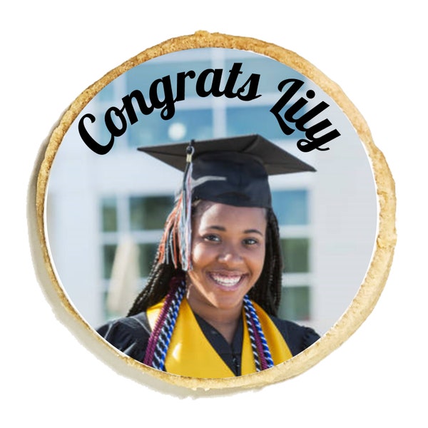 Photo Grad Cookie Favors with Personalization graduation party favors photo with text