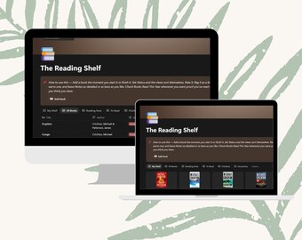 The Reading Shelf Notion Template | Book Tracker | Reading Log & Favourites List | Bookworm Planner