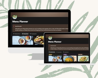 Notion Menu Planner | Weekly Meal Prep, Recipe Bank, Shopping List (Digital Download)