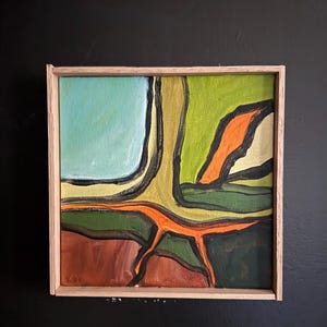 Original Abstract landscape acrylic framed painting