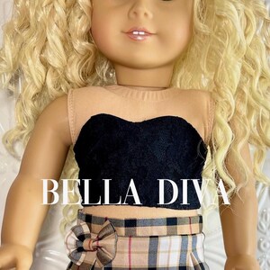 18" Girl Doll CROP top BUSTIER LACE Black Designed to Fit 18-Inch Dolls.