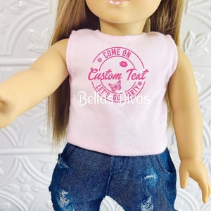 18" Girl Doll PERSONALIZED TANK TOP -Create your Own Custom Top Designed to Fit 18 inch Dolls- Personalized Name Tee made for 18" Doll