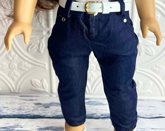 18" Girl Doll Dark NAVY PANTS with rips -Fancy deep navy Pants  DISTRESSED Designed to fit 18 Inch Girl Dolls