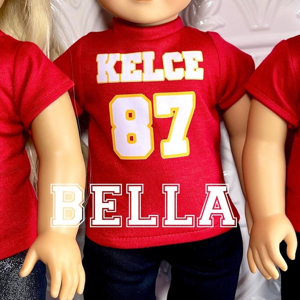 Singer BOYFRIEND Football Custom Design T-shirt designed to Fit 18" Dolls- Create Your Own Concert Personalized Tee Fits 18 Inch Dolls