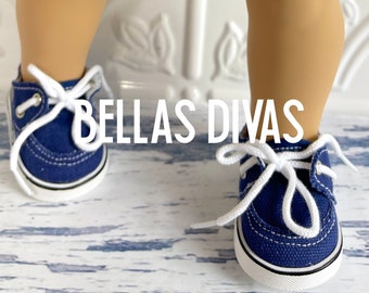 Doll CANVAS BOAT Shoes - SNEAKERS shoes Navy & Black Designed to Fit 18 inch Dolls