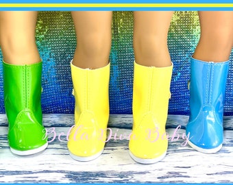 18" Girl Doll RAIN BOOTS Colorful Designed to Fit 18 Inch Dolls