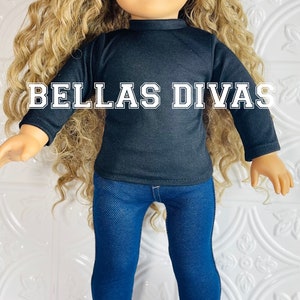 18" Girl Doll Long Sleeve Shirt - Personalized Name Doll Tee shirt- Custom Logo Design Top Designed to fit 18 Inch Girl or Boy Dolls