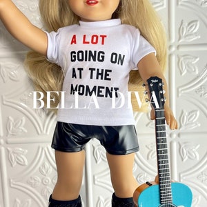 18 Inch Doll Outfit: Custom Shirt, Faux Leather Shorts, Hat & Glasses