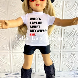 18 Inch Doll Outfit: Pop Singer Shirt, Hat, Shorts, Boots & Glasses