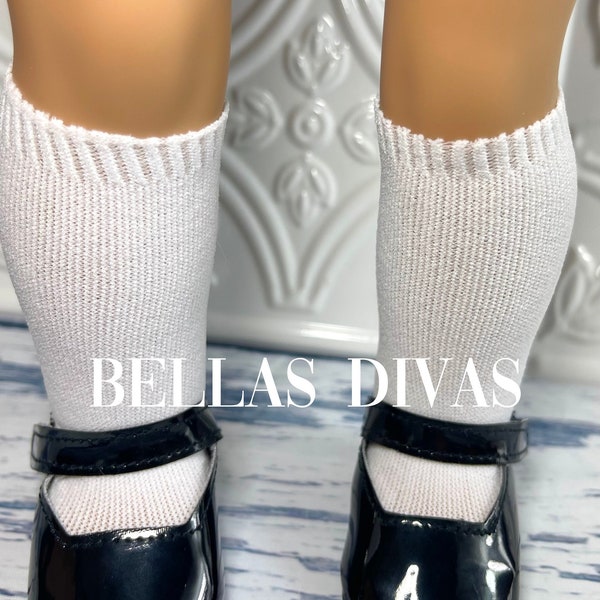 18" Girl Doll WHITE KNEE SOCKS |  School White Plain Knee High Socks Designed to Fit 18 inch Girl Dolls