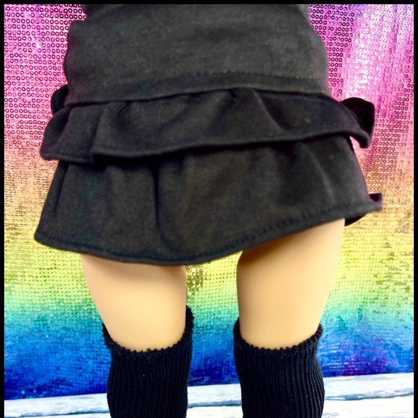18" Girl Doll Ruffle Skirt Black color -Rocker Punk Doll Black Skirt -Fancy Western Skirt Designed to Fit 18 Inch Girl Dolls