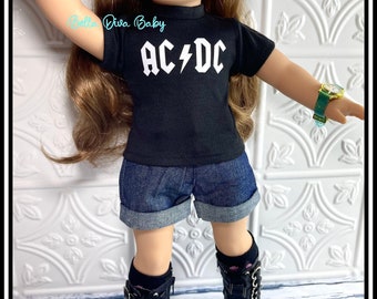 18" Girl Doll ROCK MUSIC BANDS Shirt - Concert Personalized Design Tee -Create Graphic Tees designed to fit  18 Inch girl or boy dolls