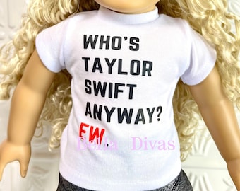 18" Girl Doll SET Black HAT, Custom SHIRT and Glasses Designed to Fit 18 Inch Girl Doll -Adorable Fancy 18" Dolls Swiftie look Music Singer