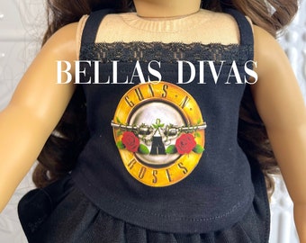 18" GIRL Doll Tank Top Black PERSONALIZED ROCK Band Create your Own Personalized Design Top- Designed to Fit 18 Inch Girl Dolls