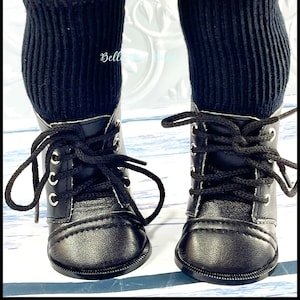 18" Girl Doll TALL BOOTS with Lace Black color - Rustic COLONIAL Boots Designed to Fit like 18 Inch Girl or Boy Dolls