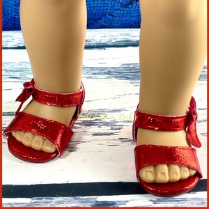 Pink Metallic Fringed Sandals 18 in Doll Clothes Fits American Girl Pink Metallic Fringed Sandals 18 in Doll Clothes Fits American Girl