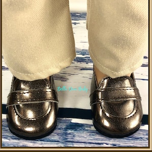 18" Boy Doll Brown Faux LEATHER BOY SHOES Fits Fancy Boy doll - Shiny Formal shoes Designed to fit 18 inch Girl or Boy dolls