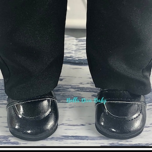 18&quot; Doll Faux LEATHER BOY SHOES Black & Brown Designed to Fit 18 inch Fancy Boy Girl Doll Formal loafer shoes