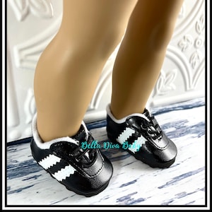 18 Inch Doll Sneakers: Black & White Sport Shoes