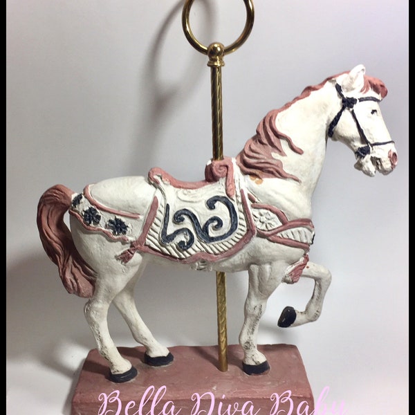 Vintage Austin Productions Carousel Horse with brass rod Durastone Sculpture 1983 - Shabby chic carousel