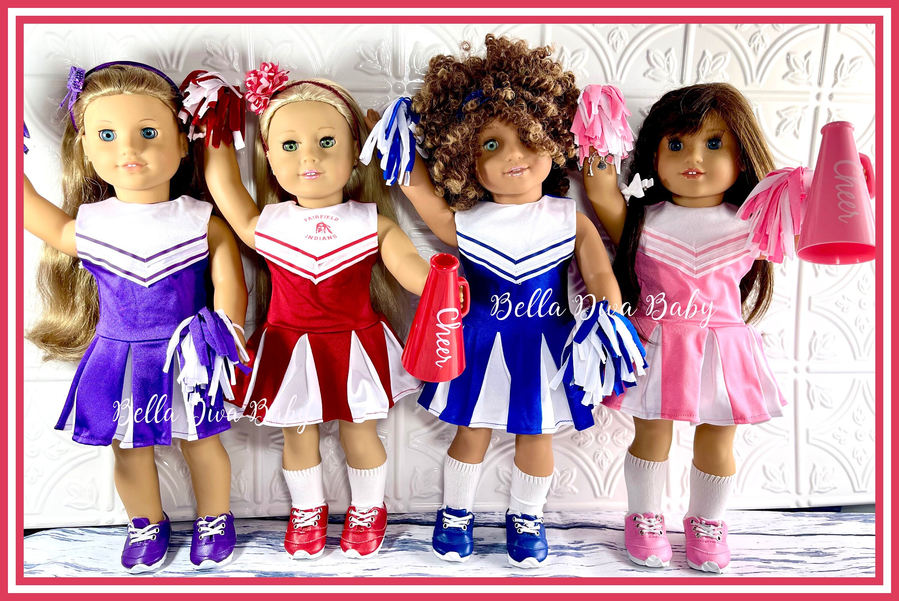 Tenue de pom-pom girl bordeaux avec pompons pour poupées de 18 pouces -   France