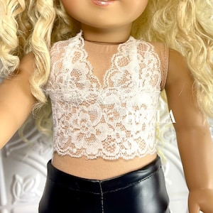 18&quot; Girl Doll LACE BRALETTE, Summer Lace TOP White doll lingerie Designed to Fit 18 Inch Girl Dolls