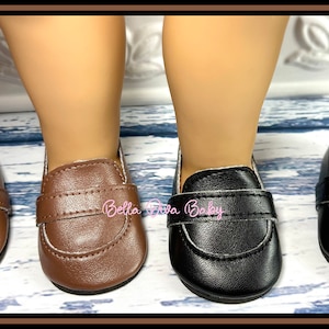 18" Doll Faux LEATHER BOY SHOES Black & Brown Designed to Fit 18 inch Fancy Boy Girl Doll Formal shoes