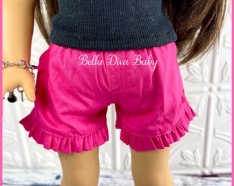 18" Girl Doll Hot Pink SHORTS - Adorable Ruffle Summer Spring shorts Designed to fit 18 Inch Dolls