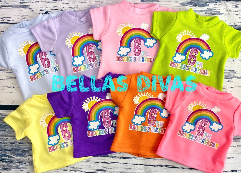 T-SHIRT Short Sleeve Top Designed to fit 18 Dolls Personalized Doll Tee shirt Custom Design Top for 18 inch doll Custom Logo Design tee image 2