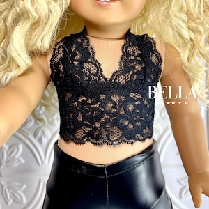 18&quot; Girl Doll LACE BRALETTE, Summer Lace TOP Black doll lingerie Designed to Fit 18 Inch Girl Dolls
