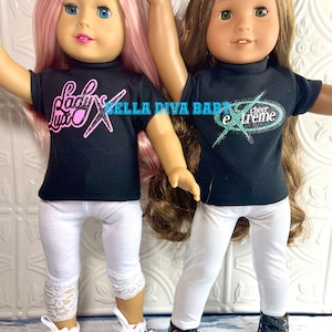 T-SHIRT Short Sleeve Top Designed to fit 18 Dolls Personalized Doll Tee shirt Custom Design Top for 18 inch doll Custom Logo Design tee CUSTOM ORDER GLITTER