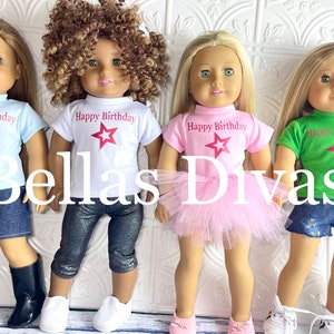 T-SHIRT Short Sleeve Top Designed to fit 18 Dolls Personalized Doll Tee shirt Custom Design Top for 18 inch doll Custom Logo Design tee YES CUSTOM ORDER