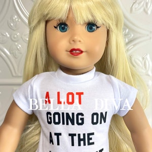 T-SHIRT Short Sleeve Top Designed to fit 18 Dolls Personalized Doll Tee shirt Custom Design Top for 18 inch doll Custom Logo Design tee image 4