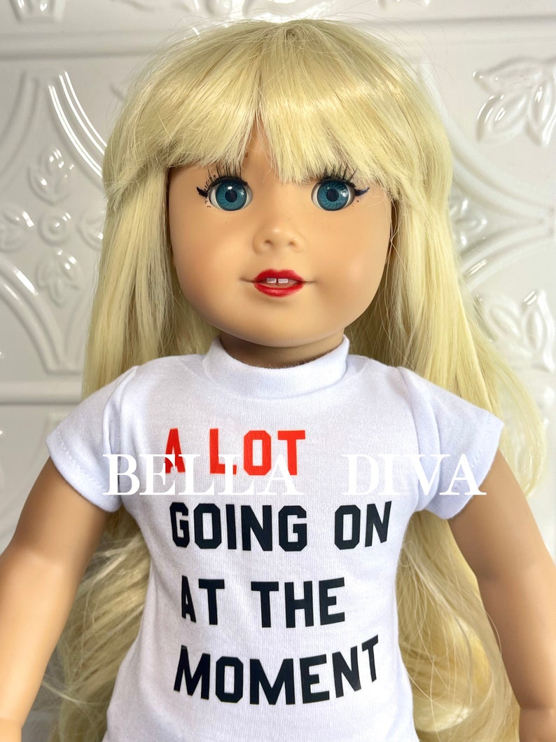 T-SHIRT Short Sleeve Top Designed to fit 18 Dolls Personalized Doll Tee shirt Custom Design Top for 18 inch doll Custom Logo Design tee image 4