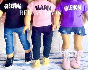 18" Girl DOLL PERSONALIZED NAME Shirt - Custom Personalized Tee Create your Custom Design T-shirts Designed to Fit 18 Inch Girl or Boy Dolls