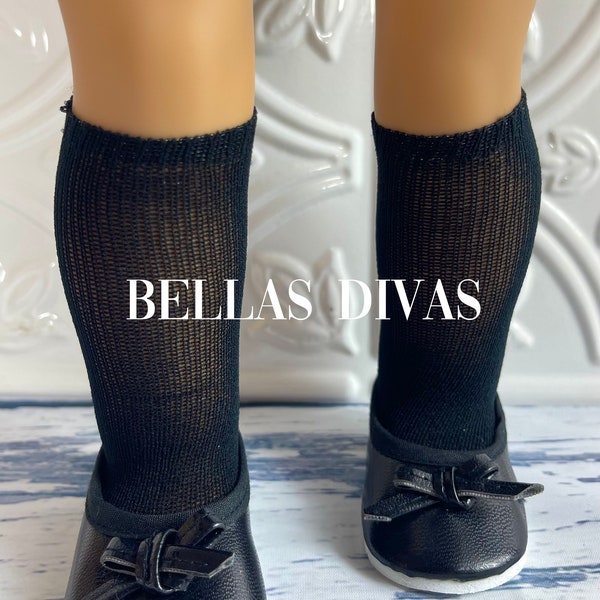 18" Girl Doll Black NYLON KNEE STOCKINGS - Fashion Black Semi-Sheer Knee High Socks Designed to fit 18 Inch Girl Dolls- Doll Rock Knee Socks