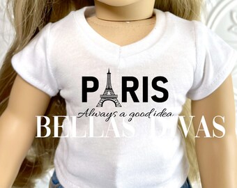 18" Girl Doll PERSONALIZED Tee V-NECK Designed to Fit 18 Inch Dolls - CUSTOM Logo Doll Shirt -Create Your Own Design 18" Doll T-Shirt