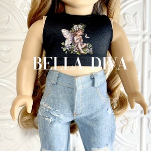 DISTRESSED Light wash RIPPED DENIM Doll Jeans Distressed jeans Designed to fit 18 Inch Dolls Pants with rips for 18 inch Girl or Boy Dolls image 3