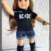 ROCK MUSIC BANDS 18' inch Dolls Tshirt - Concert Personalized Design Custom Tee shirts -Create 18 inch Doll Graphic Tees -Jean shorts-Boots