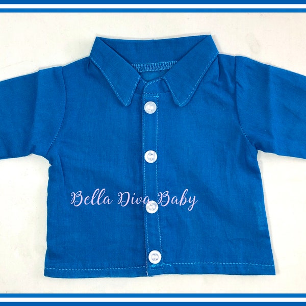 18" Boy Doll Button up SHIRT lots of colors- Fancy Doll Shirt Designed to Fit 18 Inch Girl or Boy Dolls