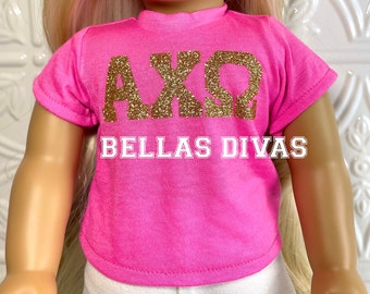 18" Girl Doll Custom FRATERNITY COLLEGE -UNIVERSITY Doll Shirt -Legacy Personalized Logos Tee Designed to Fit 18 Inch Girl or Boy Dolls