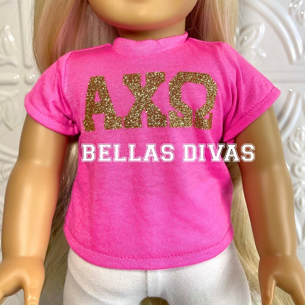 18" Girl Doll Custom FRATERNITY COLLEGE -UNIVERSITY Doll Shirt -Legacy Personalized Logos Tee Designed to Fit 18 Inch Girl or Boy Dolls