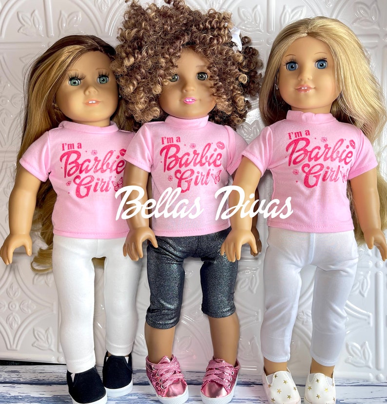 T-SHIRT Short Sleeve Top Designed to fit 18 Dolls Personalized Doll Tee shirt Custom Design Top for 18 inch doll Custom Logo Design tee image 5
