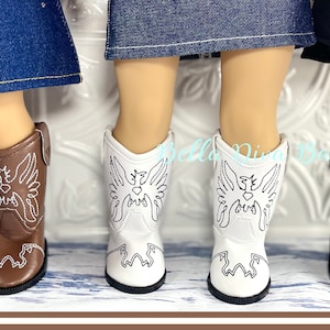 18&quot; GIRL Doll COWGIRL BOOTS Brown, White, Red and Black -Western Style Cowboy Boy Doll Boots Designed to Fit 18 Inch Girl or Boy Dolls