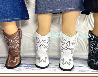18" GIRL Doll COWGIRL BOOTS Brown, White, Red and Black -Western Style Cowboy Boy Doll Boots Designed to Fit 18" Inch Girl or Boy Dolls