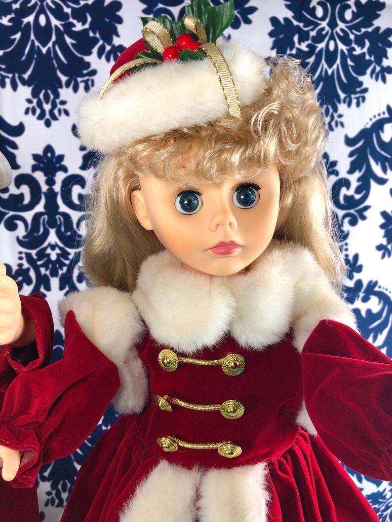 Vintage CHRISTMAS VICTORIAN Caroler Lady and Fancy Boy doll Etsy