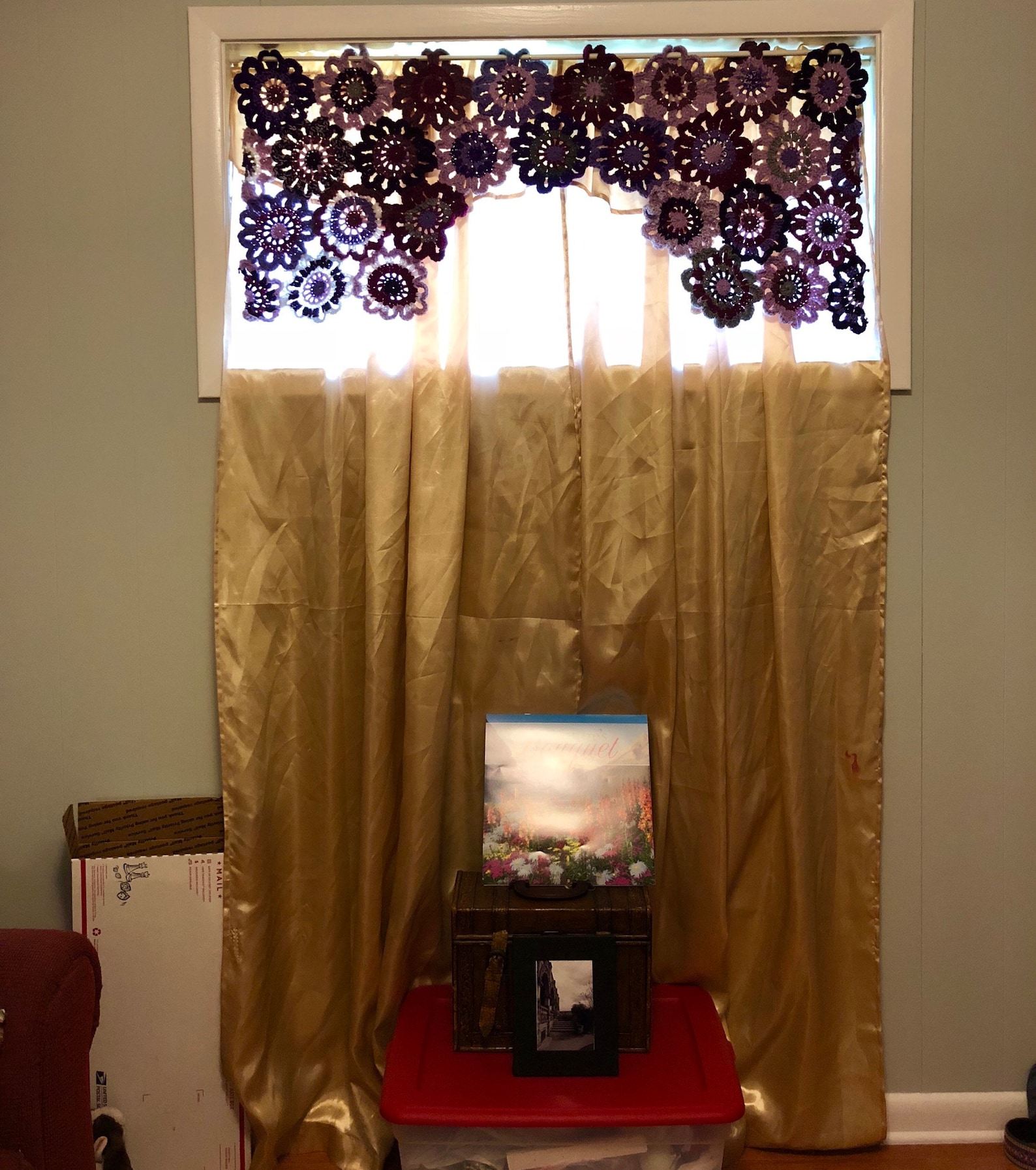 Crochet Flower Curtain in Shades of Purple Etsy